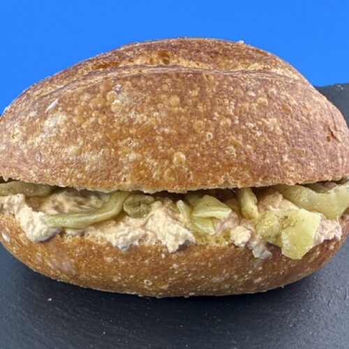 Bio-Brotaufstrich Aubergine mit Auberginenstreifen (vegan)